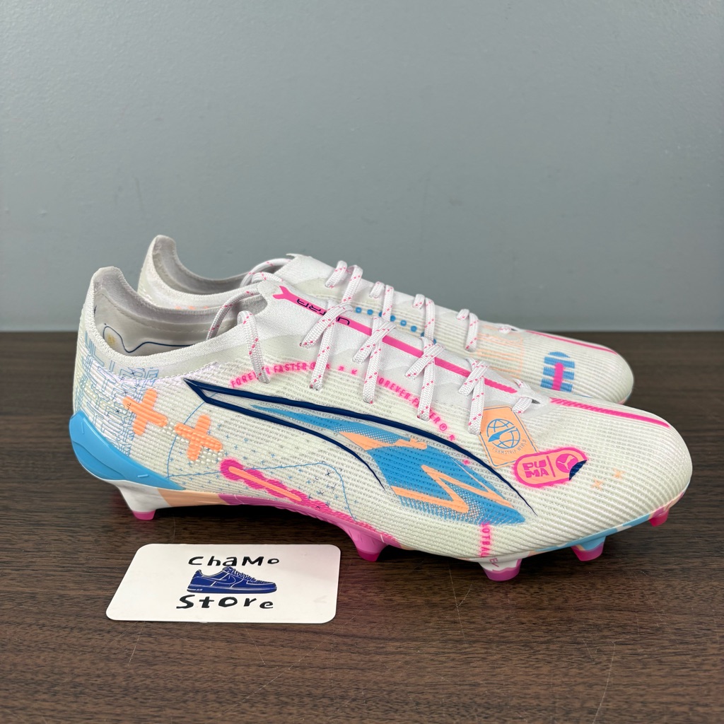Puma Ultra 5 Ultimate Vol Up Fg White Luminous Blue 108063-01 Men's Sz 9 *Try On